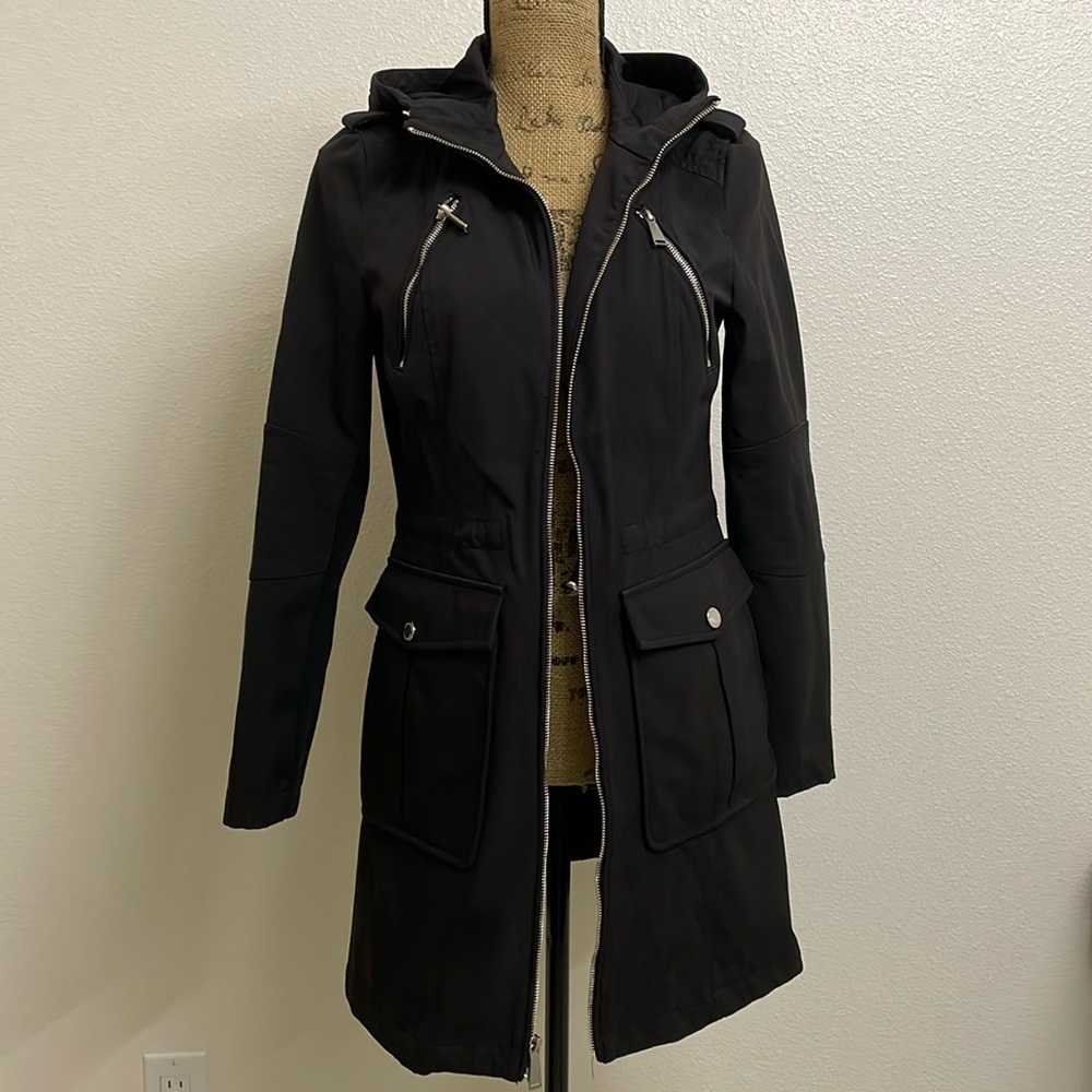 Bcbgeneration Softshell Full Zip Hooded Long Jack… - image 1